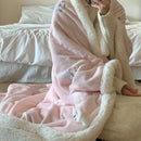 Axyaa Cartoon Puppy Fleece Blanket | Double-Layer Thick Warm Throw | Soft Plush Plaid