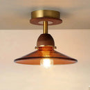 Axyaa Vintage Glass Ceiling Light Metal Wood Fixture Surface Mount Hallway Entryway Kitchen