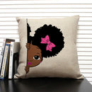 Axyaa Cute Cartoon Girl Pillow Case Africa Baby Cushion Cover Home Decor Linen Pillowcase