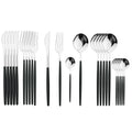 Axyaa Stainless Steel Western Flatware Set White Silver Tableware 24Pcs