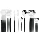Axyaa Stainless Steel Western Flatware Set White Silver Tableware 24Pcs