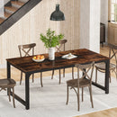 Axyaa Industrial Dining Table for 6-8 Person with Metal Frame
