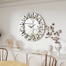 Axyaa 32" Mirrored 3D Wall Clock with Sunburst Edge, Roman Numerals - Modern Home Decor