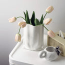 Axyaa Silver Ceramic Plant Vase: Elegant Floral Art Pot for Home & Hotel Decoration