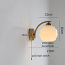 Axyaa Milky Glass Ball LED Wall Sconce, Nordic Modern Iron Bedroom Living Room Light
