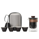 Axyaa Kung Fu Companion Glass Tea Set with Hand Grip Teapot
