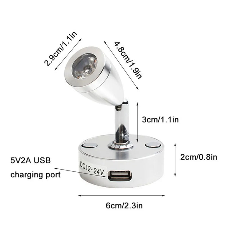 Axyaa Dimmable LED Reading Light with USB Charger for RV Boat Camper