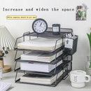 Axyaa Mesh Collection Black 4-Tier Desktop Document Tray Organizer