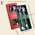 Axyaa Gold Stainless Steel Christmas Cutlery Set with Metal Elk Hat Tree Design
