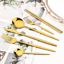 Axyaa Gold Western Dinnerware Set Stainless Steel Cutlery Home Wedding Flatware