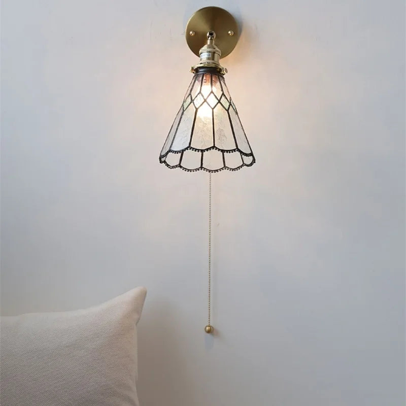 Axyaa Clear Glass Copper Arm LED Wall Sconce Wandlamp