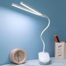 Axyaa Double-head Clip-On LED Table Lamp with Touch Control Dimmable Light