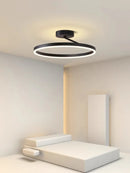 Axyaa Modern Minimalism Round LED Ceiling Chandelier White Black Aluminium Lamps