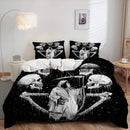 Axyaa King Skull Bedding Set - 3 Piece Skeleton Theme Duvet Cover with Pillowcases