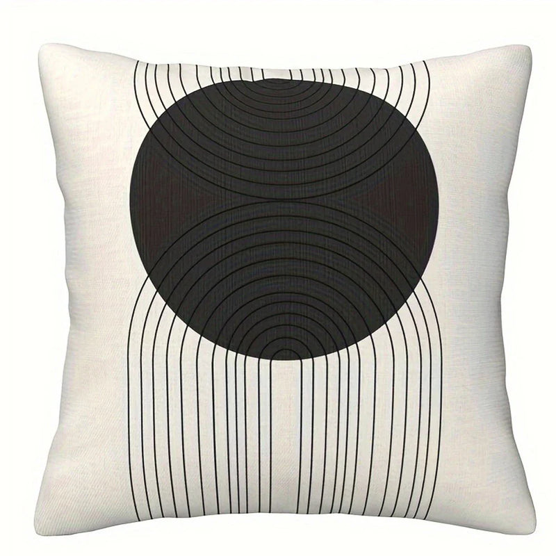 Geometric Round Line Pattern Pillow Cover for Modern Minimalist Home Decor
