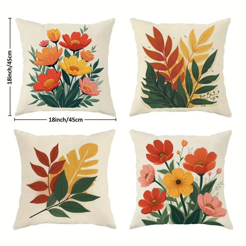 Axyaa Tropical Floral Throw Pillow Covers - Modern Abstract Rustic Design