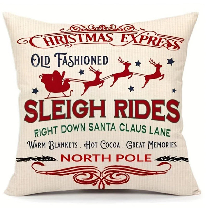 Axyaa Christmas Pillowcase Zipper Closing Sofa Cushion Cover Home Decoration Gift