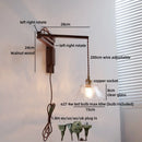 Axyaa Clear Glass LED Wall Sconce with Arm, Black Walnut Wood, Pull Chain - Modern Indoor Lighting