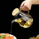 Axyaa Clear Glass Oil Bottle with Scale and Handle - Heat-resistant Soy Vinegar Sauce Container