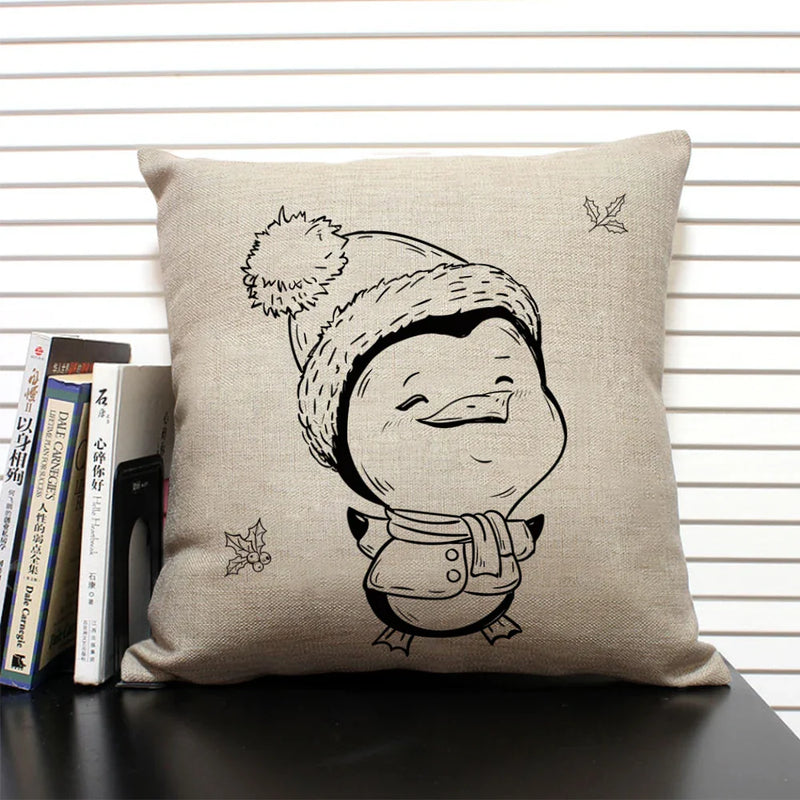 Animal Penguin Cushion Cover 45x45, Axyaa Brand - Cute & Funny Decorative Pillowcase