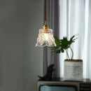 Axyaa Brass LED Pendant Light Clear Glass Chandelier for Kitchen Island Wabi Sabi Luxe Hanging Lamp