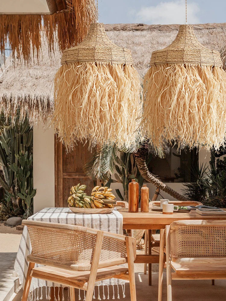 Axyaa Woven Rattan Grass Pendant Lamps - Handmade, Natural, Japanese-Inspired