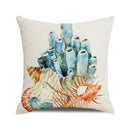 Axyaa Coral Marine Life Watercolor Cushion Cover Ocean Fish Linen Pillowcase