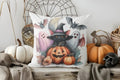 Axyaa Cute Ghost & Bat Halloween Pillow Cover