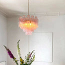 Axyaa Pink Glass Tube Chandelier - Modern Living Room Kitchen Dining Hanging Lamps