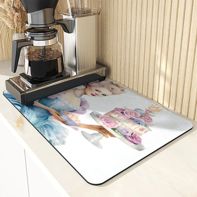Axyaa Princess Queen Cake Kitchen Absorbent Mat, Antiskid & Quick-Drying