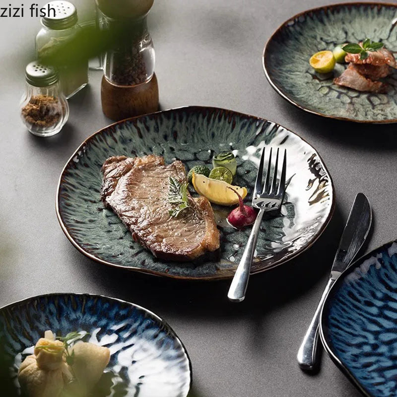 Axya Ceramic Dinner Plate Set for Retro-Fusion Dining Experience