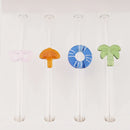 Axyaa Glass Straw Set - Summer Vacation Cocktail Kit with Cleaning Brush