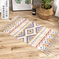 Axyaa Cotton Linen Tassel Rug Carpets for Home Decor - Boho Ethnic Anti-slip Floor Mat