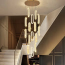 Axyaa Gold Crystal LED Chandelier: Modern Luxury Pendant Light
