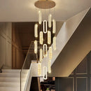 Axyaa Luxury Gold Crystal LED Chandelier for Modern Living Room
