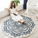 Axyaa Nordic Style Cotton Linen Round Carpets Boho Retro Handmade Floor Mats