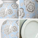 Axyaa Chinese Blue Floral Ceramic Vase for Luxurious Living Room Décor