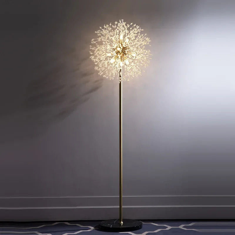 Axyaa Crystal Dandelion Floor Lamp - Nordic Wind Design for Bedroom and Living Room