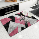 Axyaa Geometric Color Drain Pad: Absorbent & Anti-slip Square Mat for Bathroom and Kitchen