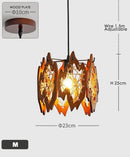 Axyaa Solid Wood Cage Pendant Light Black Metal Fixture Loft Stairs Hanging Lamp
