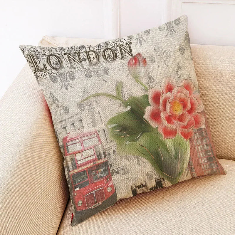 Retro Design Linen Pillowcase for Living Room & Bedroom by Axyaa