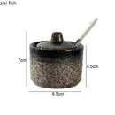 Axya Ceramic Spice Jars Salt Pepper Shakers Kitchen Seasoning Organizer Box