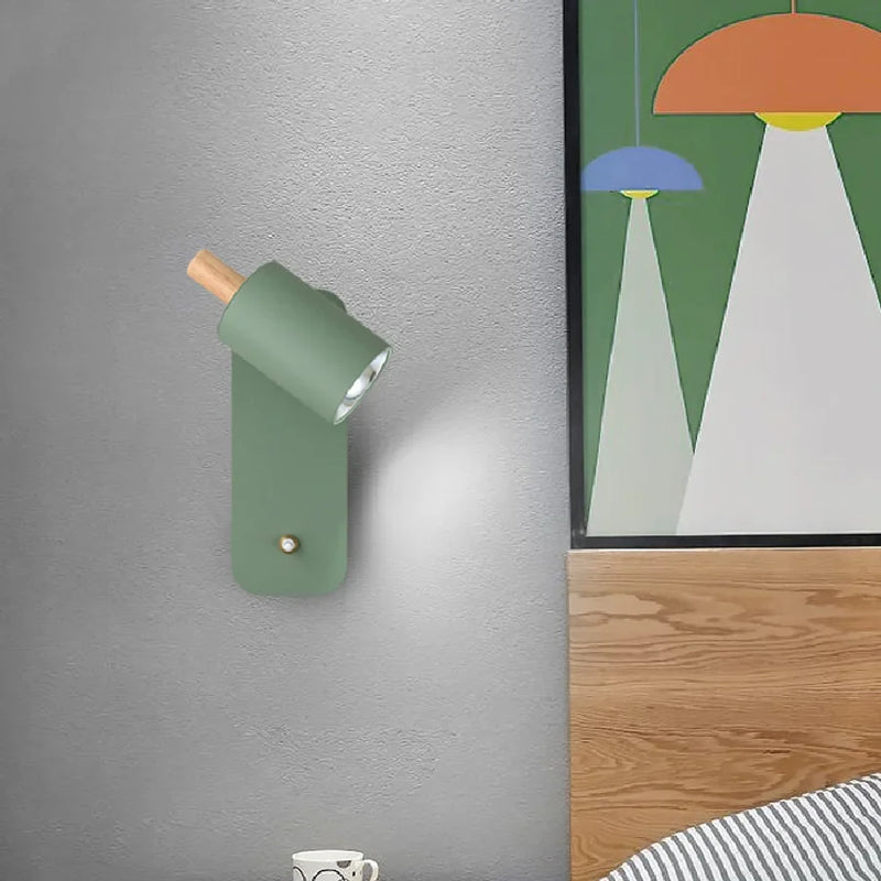 Axyaa Nordic Macaron Rotatable Wall Sconce Switch Modern Bedroom Aisle Wall Lamps
