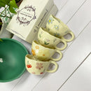 Axyaa Irregular Flower Ceramic Mug Yellow - Korean Style Cute Tea Cup