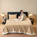 Axyaa Jacquard Taffeta Double Layer Blanket & Pillow Cases Autumn Winter Plush Throw Blanket