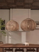 Axyaa Handmade Rattan Lantern Pendant Lights for Wabi-sabi Restaurant and Zen Dining