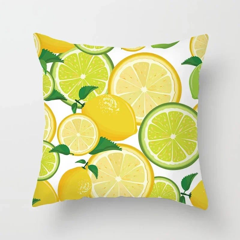 Lemon Pattern Summer Cushion Cover for Sofa Decor by Axyaa