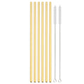 Axyaa Gold Stainless Steel Reusable Metal Straw Set for Parties and Juice Bars