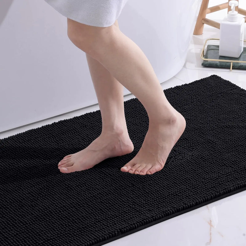 Axyaa Chenille Bathroom Mats - Ultra Soft, Non-slip, Plush Microfiber Rugs