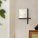 Axyaa LED Wall Lamp Dark Wood Clear Glass Sconce for Bedroom Foyer Stairs